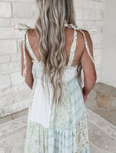 Load image into Gallery viewer, Plans in the Sunshine Patchwork Tie Shoulder Tiered Maxi