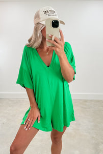 Hotshot Oversized Kelly Green T-Shirt Romper