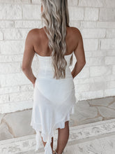 Load image into Gallery viewer, Quiet Waves Sheer Bodysuit Strapless Ruffle Trim Mini Dress