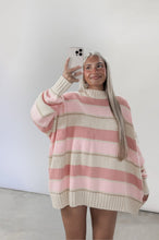 Load image into Gallery viewer, Let Me Think Oversized Striped Sweater - Butter/Multi Pink