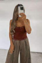 Load image into Gallery viewer, Harper Suede Studded Scalloped Tube Top - Merlot
