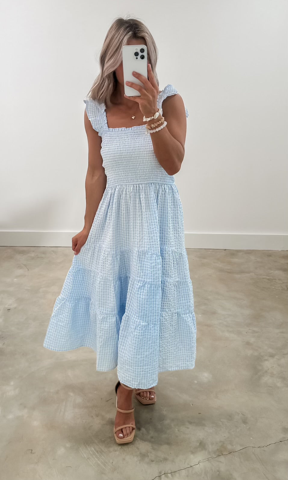 RESTOCK Millie Blue Checkered Midi Dress