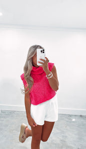 Alana Pink Cropped Sweater Top