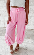 Load image into Gallery viewer, Found Peace Acid Washed Capri Bubble Jogger Pants - Pink