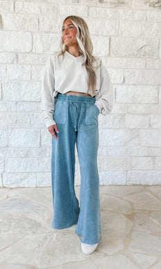 Relaxing Robin Wide Leg Teal Pants