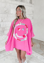 Load image into Gallery viewer, Happy Days Smiley Face Patch Washed Oversized Top - Hot Pink