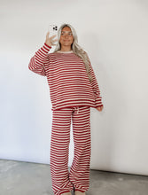 Load image into Gallery viewer, Bound To Be Cozy Striped Sweater &amp; Wide Leg Pant Set - Burgundy/Pink