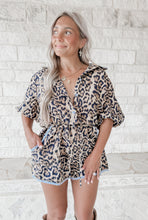 Load image into Gallery viewer, With My Girls Lace Trimmed Leopard Button Down Romper