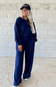 Vivi Navy Knit Jumpsuit