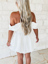 Load image into Gallery viewer, Start The Countdown Bubble Hem Sweetheart Mini Dress - White