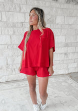Load image into Gallery viewer, Butter Bliss Exposed Seam Boxy Top &amp; Shorts Set - Ruby