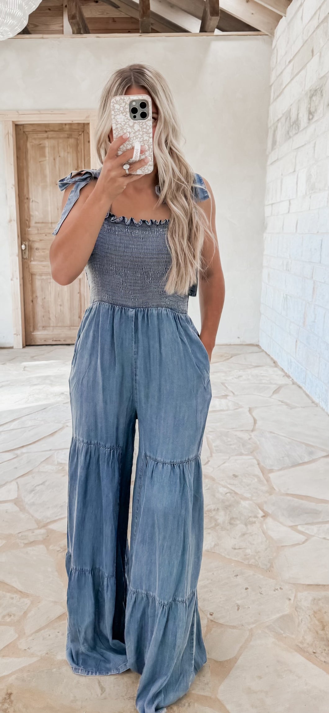 Perfect Plan Smocked Ruffled Jumpsuit