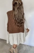 Load image into Gallery viewer, Line It Up Brown Layered Knit Vest Dress
