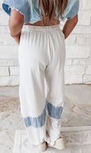 Load image into Gallery viewer, Get In Line Mineral Wash Denim Patched Wide Leg Pants - Natural