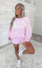 Load image into Gallery viewer, Salty Ditsy Crop Crewneck Sweatshirt &amp; Sweat Short Set - Pink