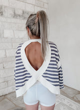 Load image into Gallery viewer, Kaleigh Overlap Open Back Oversized Striped Top