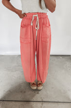 Load image into Gallery viewer, Here We Go Balloon Shaped Washed Terry Pants - Coral