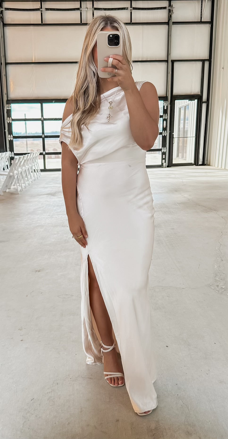 white christmas dresses Champagne Cowl Neck Dress – Honey and Stardust main image 0