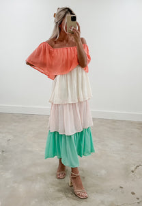 For The Moment Colorblock Tiered Dress (FINAL SALE)