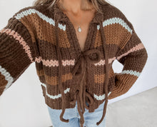 Load image into Gallery viewer, Here Comes The Cold Striped Colorblock Chunky Cardigan