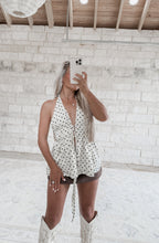 Load image into Gallery viewer, Make Your Move Polka Dot Halter Tie Tank Top - Ivory