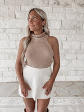 Load image into Gallery viewer, Stand Out Shimmer Taupe Turtleneck Knit Tank Top