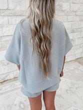 Load image into Gallery viewer, Nothing Extra Ribbed Round Neck Banded Tee &amp; Short Set - Lt Grey