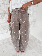 Load image into Gallery viewer, Meet Me At Brunch Polka Dot Twill Denim Barrel Pants