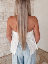 Load image into Gallery viewer, Claire Linen Overfold Tube Top - White