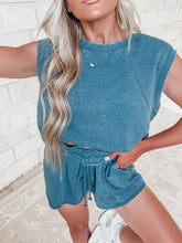 Load image into Gallery viewer, Isla Terry Sleeveless Top &amp; Shorts Set - Dark Teal