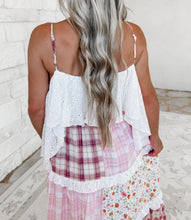 Load image into Gallery viewer, Plans in the Sunshine Patchwork Tie Shoulder Tiered Maxi - Pink