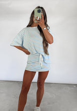 Load image into Gallery viewer, Hello Sunshine Short Sleeve Round Neck Striped Tee &amp; Mid Rise Skort Set - Lt Blue