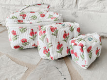 Load image into Gallery viewer, Magnolia Rose Quilted Cosmetic Bags (set of 3)