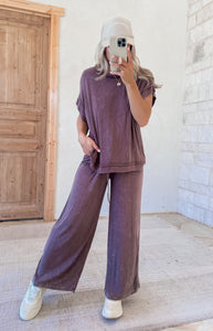 Couch Cozy Ribbed Brown Pant Set