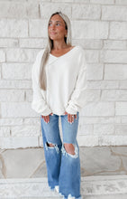 Load image into Gallery viewer, Simply Put Together Exposed Seam V Neck Sweater - Sand