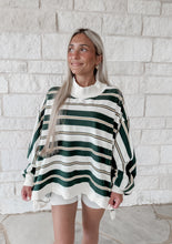 Load image into Gallery viewer, As Time Goes By Striped Oversized Mockneck Top - Green