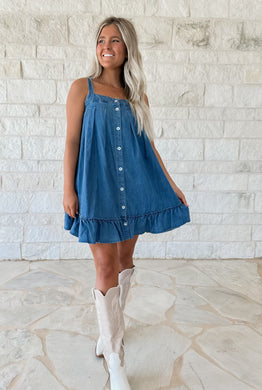 Bitter Sweet Denim Ruffled Dress