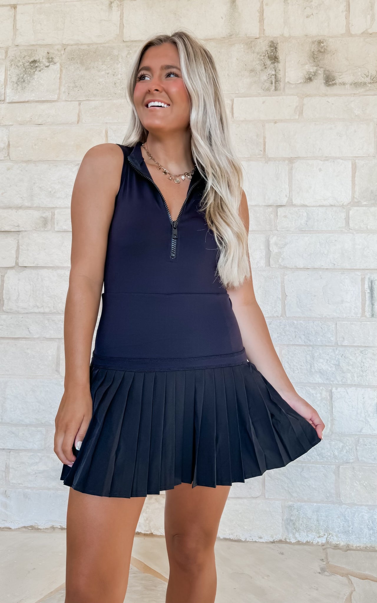 Marie Black Zipper Athletic Dress - Black (FINAL SALE) CK Squared Boutique Marie Black Zipper Athletic Dress - Black (FINAL SALE) CK Squared Boutique