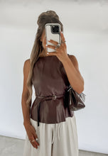 Load image into Gallery viewer, City Lights Sleek Faux Leather Belted Top