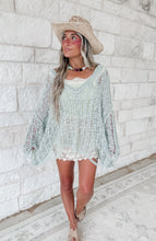 Load image into Gallery viewer, With The Wind V Neck Crochet Cover-up Top - Pistachio