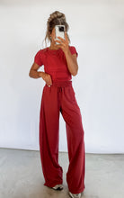 Load image into Gallery viewer, Sky High Exposed Seam Short Sleeve Top &amp; Sweatpants Set