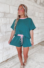 Load image into Gallery viewer, Vacay Mode Loose Fit Striped Knit  &amp; Mini Shorts Set
