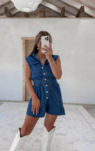 Load image into Gallery viewer, Can’t Wait Sleeveless Collared Denim Romper (FINAL SALE)