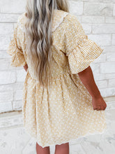 Load image into Gallery viewer, Sunny Days Gingham Lace-Trim Babydoll Dress