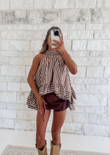 Load image into Gallery viewer, Bea Stripe Halter Ruffle Blouse