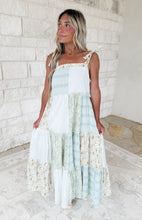 Load image into Gallery viewer, Plans in the Sunshine Patchwork Tie Shoulder Tiered Maxi