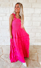 Load image into Gallery viewer, On The Coast Ruffle Fuchsia Tiered Maxi (FINAL SALE)