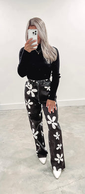 Happy Vibes Floral Jeans