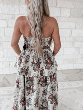 Load image into Gallery viewer, Ready For The Ball Floral Jacquard Strapless Midi Dress