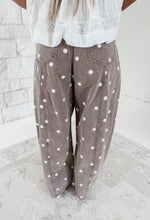 Load image into Gallery viewer, Meet Me At Brunch Polka Dot Twill Denim Barrel Pants